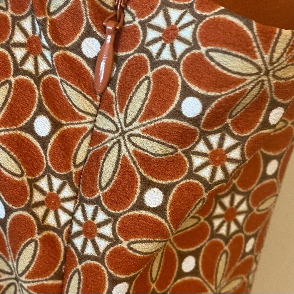 LOFT Rust BOHO Patterned Midi Dress Size 8 (NWT) - Picture 6 of 11